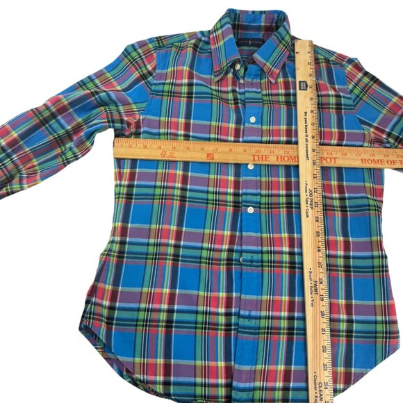 Ralph Lauren Women’s Blue Plaid Button-Down Shirt Size 10 Preppy Classic Cotton - Picture 7 of 7